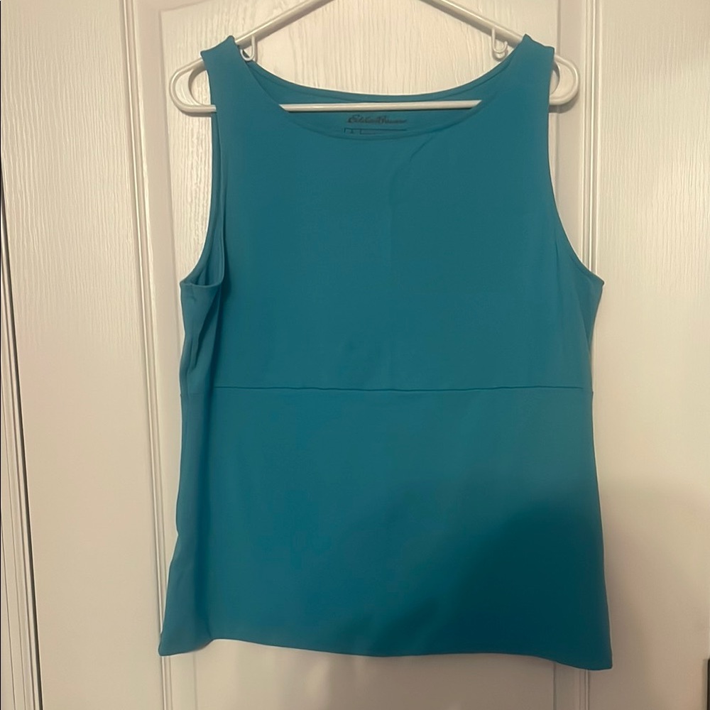 Eddie Bauer Fit n Flair Travex Sleeveless Blue Top